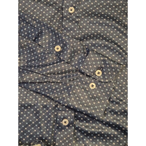 NWOT Collars & Co Quattro Flex Long Sleeve Shirt 2XL Blue Microprint Dress Polo - Picture 4 of 7